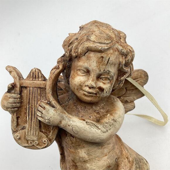 Vintage Hand-Carved Wooden Cherub Angel Ornament Figurine - Picture 6 of 9